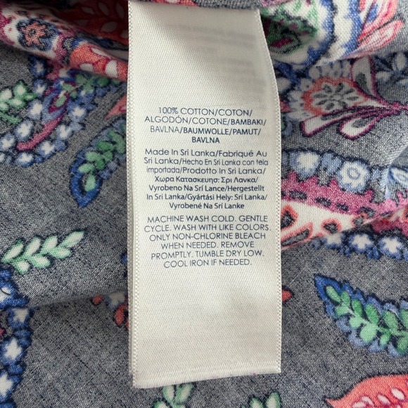 Chaps Women's Paisley Print No Iron Button Down Shirt Blue Red Green Medium - Picture 4 of 6